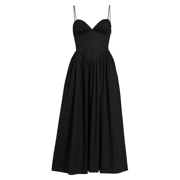 Ronny Kobo 'Carmine' Black Cotton Corset Midi-Dress Size S NWT